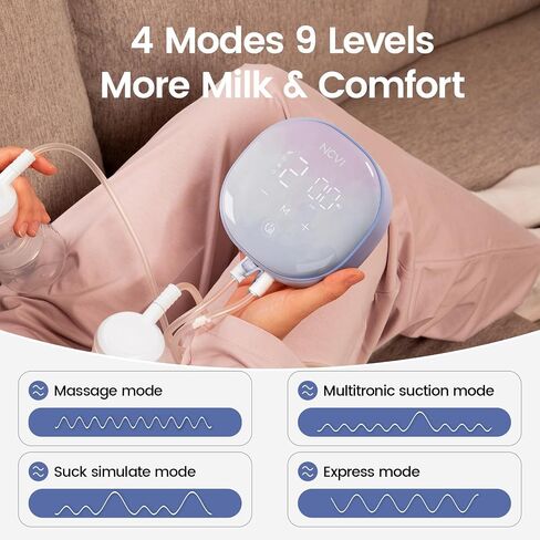 NCVI Double Electric Breast Pump, 4 Modes 9 Levels, Hospital-Grade Suction | Portable Breast Pump 8122, 280mmHg Suction, 17/19/21/24mm Flanges with USB C Rechargeable, for Travel & Office in Kuwait
