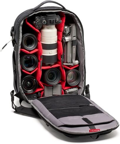 Manfrotto PRO Light Backloader M, Professional Camera Backpack for Cameras, Top and Rear Access, Double Tripod Mount, Padded Backpack with Interchangeable Dividers, Black in Kuwait