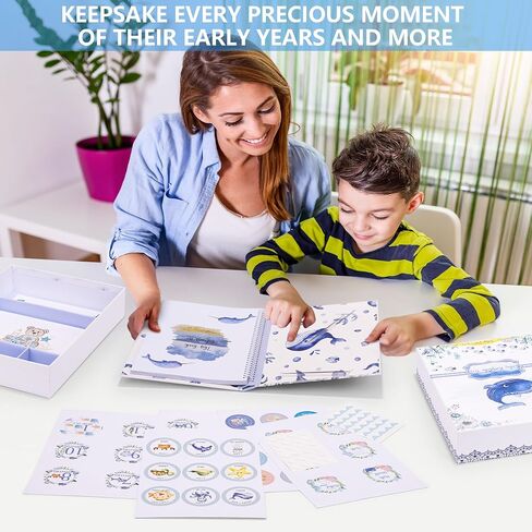 My Memory Book with Keepsake Box, Baby Milestone Stickers, Photo Corners & Footprint Kit, Under the Sea Design - Baby First Five Years in Kuwait