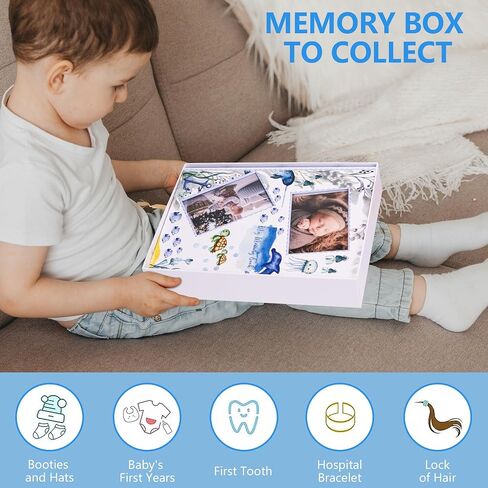 My Memory Book with Keepsake Box, Baby Milestone Stickers, Photo Corners & Footprint Kit, Under the Sea Design - Baby First Five Years in Kuwait