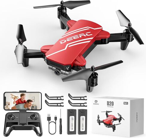 DEERC D20 Mini Drone for Kids with 1080P HD FPV Camera Remote Control Toys Gifts for Boys Girls with Altitude Hold, Headless Mode, One Key Start Speed Adjustment, 3D Flips 2 Batteries, Silver in Kuwait