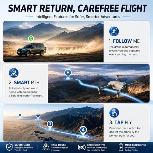 Holy Stone HS790 6K Photo Drone with Camera for Adults, 3 Axis Brushless Gimbal 4K Video, 30000ft Transmission, 60Min Flight with Fast Charging Hub, AI Night Shot, GPS Smart Flight, Beginner Mode in Kuwait