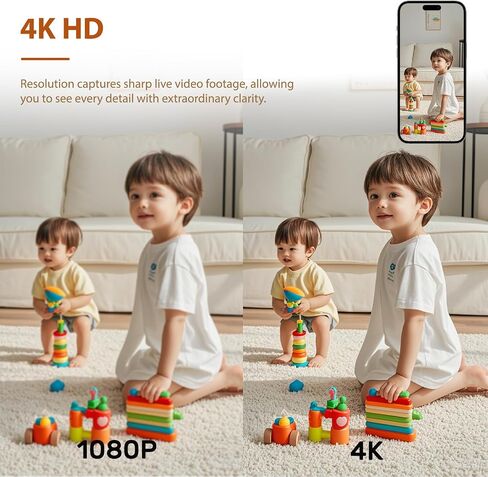2026 5G 4K Mini Camera WiFi Indoor Home HD Micro Wireless Security Camera, Small Nanny Cam Pet Baby Outdoor Cameras, 100 Days Battery Life 150 angle Night Vision Motion Detection Cloud & SD Storage in Kuwait