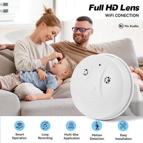 Hidden Spy Camera (Smoke Detector Design) WiFi HD 1080P Camera Wireless Small Nanny Cam for Home Surveillance Security Cameras Indoor Wireless(Support 2.4G) in Kuwait