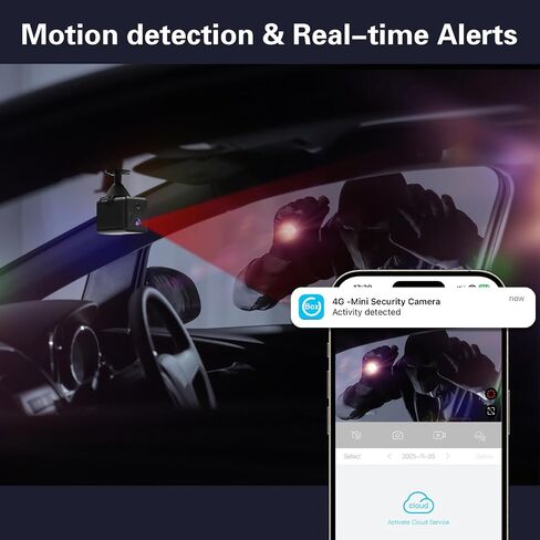 Mini 4G LTE Cellular Security Camera:No WiFi Needed with SIM Card | 2K HD Night Vision, Built-in 32G SD Card, 2500mAh Battery Powered, Easy Install, Portable for Travel, RV, Storage, Vehicle in Kuwait