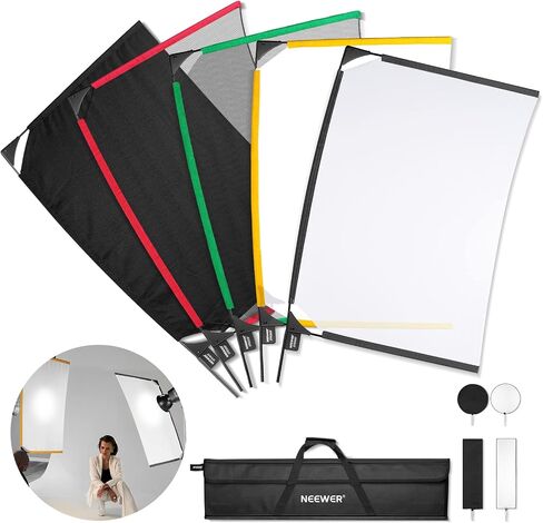 NEEWER SF6090F 5-in-1 Folding Flag Kit for Photography, Reflector, Light Modifier, for Soft, Diffused and Bright Effects, Carry Bag Included in Kuwait