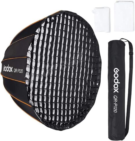 GODOX QR-P90 35.4Inch/90CM Parabolic Softbox,Bowens Mount Soft Boxes w/Grid | Quick Release, with Front & Inner Diffuser for SL-60W AD600BM VL150 UL150 SL150II Compatible with Amaran 100X 200D 200X in Kuwait