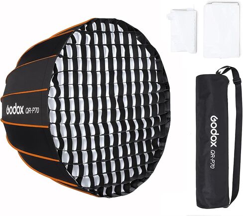 GODOX QR-P120 47.1 Inch/120CM Parabolic Softbox Bowens Mount with Grid, Bag | Quick Release Parabolic Softbox, with Front & Inner Diffuser for SL-60W AD600BM SL150II Compatible with Amaran 100X 200D 200X in Saudi Arabia
