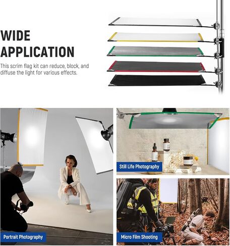 NEEWER SF6090F 5-in-1 Folding Flag Kit for Photography, Reflector, Light Modifier, for Soft, Diffused and Bright Effects, Carry Bag Included in Kuwait