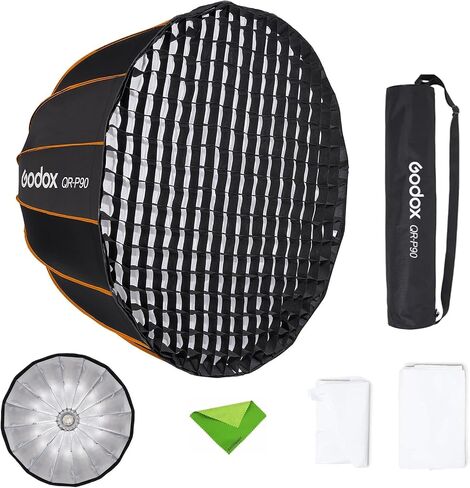 GODOX QR-P120 47.1 Inch/120CM Parabolic Softbox Bowens Mount with Grid, Bag | Quick Release Parabolic Softbox, with Front & Inner Diffuser for SL-60W AD600BM SL150II Compatible with Amaran 100X 200D 200X in Saudi Arabia