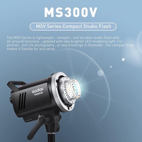 Godox MS300V Studio Flash kit with 2 Softbox, 2 Light Stands, 2 Reflectors | Buil-in LED Modeling Lamps, 2.4G Wireless X System, Bowens Mount – Ideal Lighting for Studio, Portrait & Fashion Photography in Kuwait
