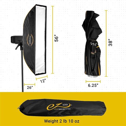 Glow EZ Lock 12x56 Quick Strip Rectangular Bowens Mount Softbox w/External, Internal Diffusers in Kuwait