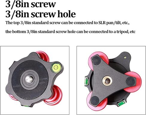 LP-64 Camera Tripod Leveling Base, Aluminum Alloy Ball Head Leveler with Spirit Level 5 Fine Adjustment for SLR Panoramic Photography Video Capturing in Kuwait