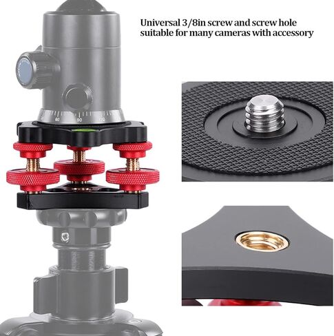 LP-64 Camera Tripod Leveling Base, Aluminum Alloy Ball Head Leveler with Spirit Level 5 Fine Adjustment for SLR Panoramic Photography Video Capturing in Kuwait