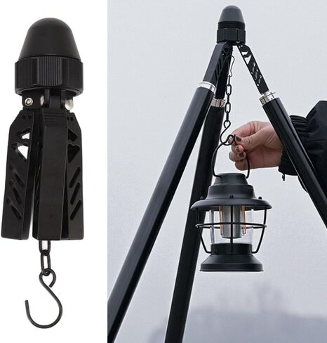 Aluminum Alloy Camping Tripod Support Stand, Adjustable Triangle Tent Pole Frame with 1/4 Threaded Mount and Hook for Lantern in Kuwait
