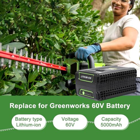 Replacement Battery for Greenworks 60V: 5.0Ah Extended Run Lithium Battery for Greenworks Pro 60 Volt Lawn Mower Trimmer Blower for Home Gardening in Kuwait