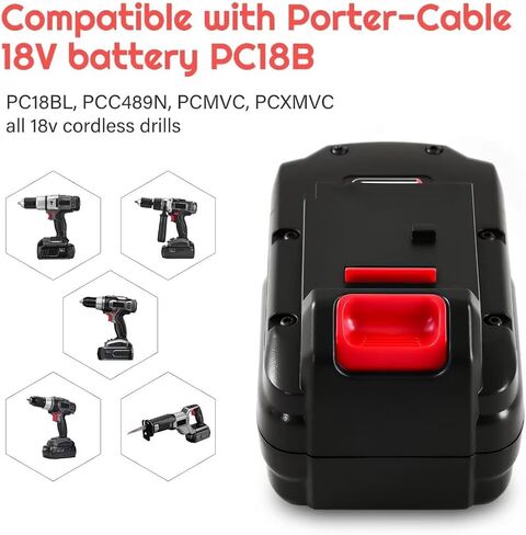 2-Pack [Upgraded to 3600mAh] High Capacity Ni-Mh PC18B Replacement Battery | Compatible with Porter Cable 18V Battery PCC489N PC18BLEX Tools Compatible with Porter Cable Charger PCMVC PCXMVC(Red) in Kuwait