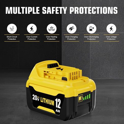 2Pack 12000mAh DCB208 Battery Replacement for Dewalt 20V Battery | Compatible with Dewalt 20V Max Tools in Saudi Arabia