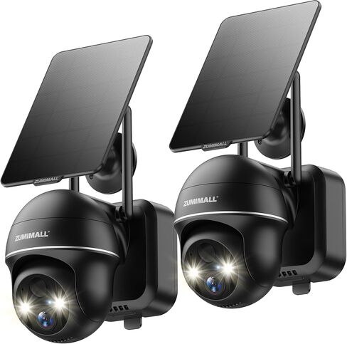 ZUMIMALL 5MP Solar Security Cameras Wireless Outdoor, Solar Powered Cameras for Home Security with 360° View, Color Night Vision, 2-Way Talk, AI Motion Alert, Siren, CloudEdge App Supported in Kuwait