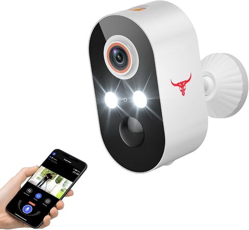 1080P Wireless Security Camera Outdoor, Battery Powered, AI Human Detection, Color Night Vision, 2-Way Audio, IP65 Waterproof, 2.4G Wi-Fi, Cloud Storage (2-spotlights) in Kuwait