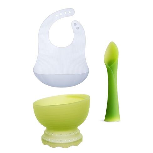 Olababy Advanced Feeding Set Fold N Go Silicone Baby Bib w Travel Case (Blueberry) in Kuwait