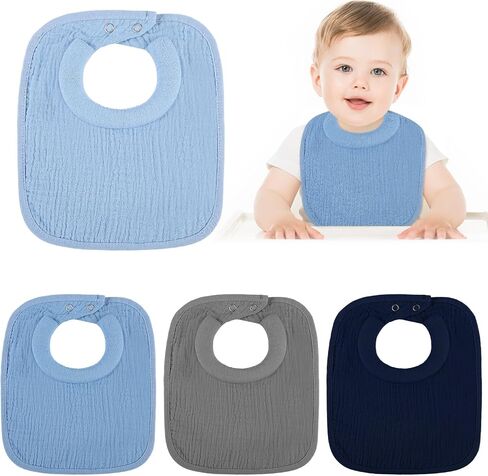 Twistover 8/4 Pcs Baby Bibs Padded Feeding Towels with Absorbent Neck Collar for Reflux Drool 0-36 Months in Kuwait