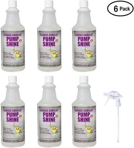 Garage Gorilla Pump Shine | Surface Protectant & Shine Restorer for Gas Pumps | Metal & Composite Surfaces | with Micro-Spray Shield Barrier | 32 oz Bottles (Case of 6) in Kuwait