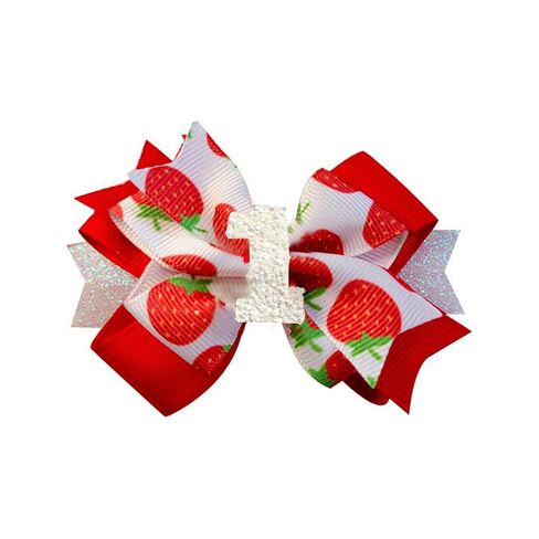 Strawberry Bow Hair Clips for Baby Girls,Birthday Party Decoration Strawberry Hair Clip,Red Bow Hair Barrettes Hair Accessories for Girls Baby Shower Gifts (Strawberry Bow1) in Kuwait