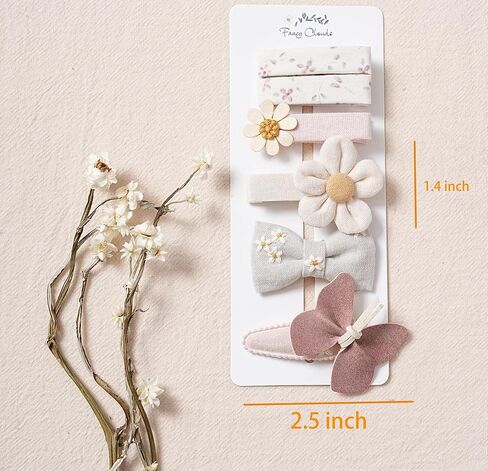 Hair Clips for Baby Girls,6 Pack Flower Fully Lined Alligator Clips and Snap Hairpins Set, Handmade Hair Accessories for Baby Toddler Kid School Age Girls Gifts in Kuwait