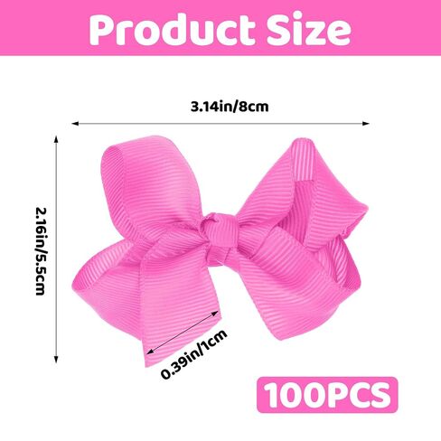 100 Pcs Boutique Grosgrain Ribbon Pinwheel Hair Bows with Clips 3 inch Hair Bows for Girls Barrettes HairAccessories in Kuwait