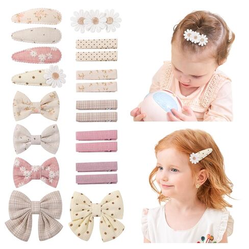 choicbaby 20 pcs Hair Clips for Girls with Bows Flower 2" Fully Lined Alligator Clips and Snap clip Baby Barrettes Hair Accessories for Little Girls Babies Toddlers Child Kids in Kuwait