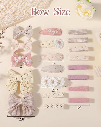 choicbaby 20 pcs Hair Clips for Girls with Bows Flower 2" Fully Lined Alligator Clips and Snap clip Baby Barrettes Hair Accessories for Little Girls Babies Toddlers Child Kids in Kuwait