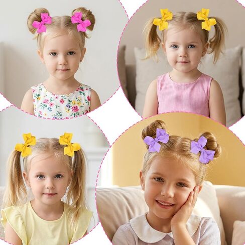 100 Pcs Boutique Grosgrain Ribbon Pinwheel Hair Bows with Clips 3 inch Hair Bows for Girls Barrettes HairAccessories in Kuwait