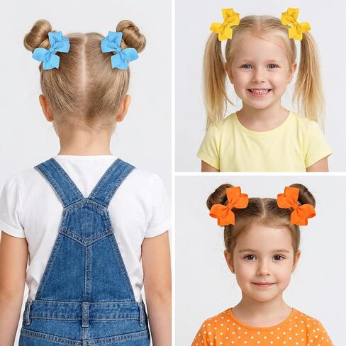 100 Pcs Boutique Grosgrain Ribbon Pinwheel Hair Bows with Clips 3 inch Hair Bows for Girls Barrettes HairAccessories in Kuwait