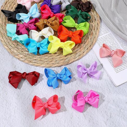 100 Pcs Boutique Grosgrain Ribbon Pinwheel Hair Bows with Clips 3 inch Hair Bows for Girls Barrettes HairAccessories in Kuwait