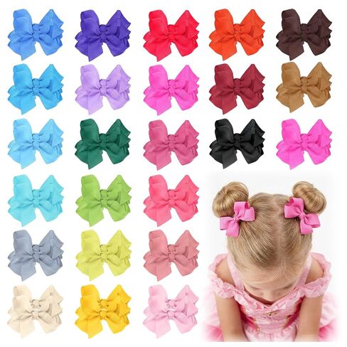 100 Pcs Boutique Grosgrain Ribbon Pinwheel Hair Bows with Clips 3 inch Hair Bows for Girls Barrettes HairAccessories in Kuwait