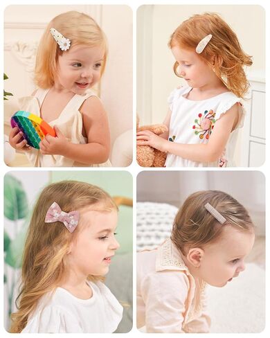choicbaby 20 pcs Hair Clips for Girls with Bows Flower 2" Fully Lined Alligator Clips and Snap clip Baby Barrettes Hair Accessories for Little Girls Babies Toddlers Child Kids in Kuwait