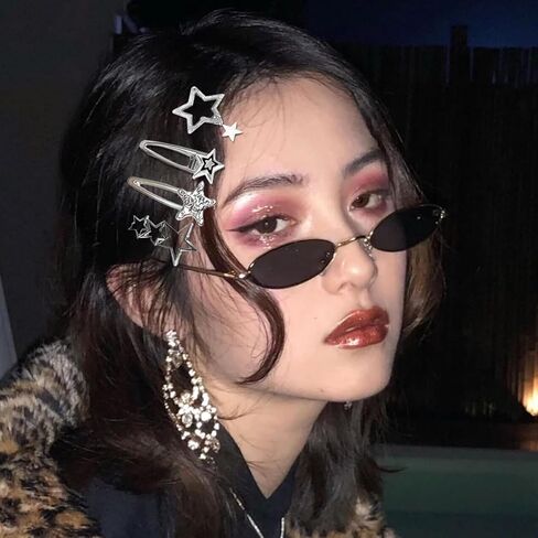 20pcs Y2K Star Hair Clips - Cute Silver Snap Clips for Women, Star Shaped Hair Accessories, Ideal for Emo, Grunge, Punk & 2000s Fashion in Kuwait