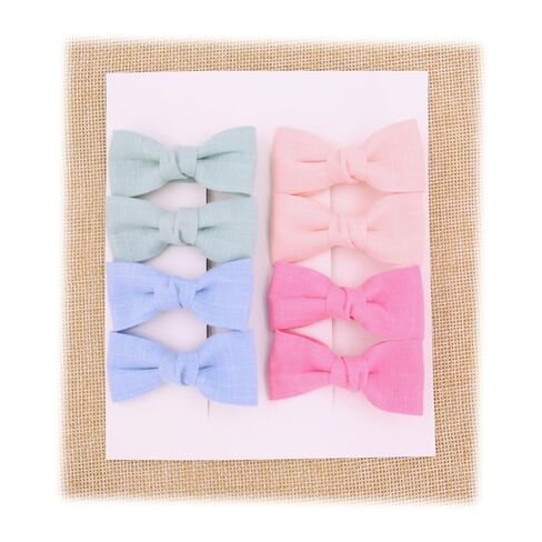 Small Hair Bow for Toddler Baby Girls Fine Hair Fully Lined Clips Infant Babies Fringe Bangs Mini Barrettes Accessories (Pink Blue) in Kuwait