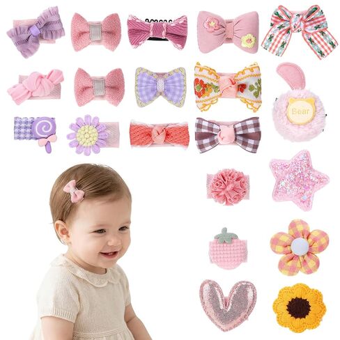 20 Pcs Baby Hair Clips Toddler Hair Accessories Handmade Barrettes For Toddler Girls Mini Cute Clip Non Slip Barrette For Fine Cute Tiny Bows Barrettes For Infants Toddlers, And Little Girls in Kuwait