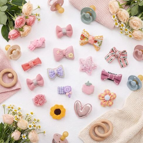 20 Pcs Baby Hair Clips Toddler Hair Accessories Handmade Barrettes For Toddler Girls Mini Cute Clip Non Slip Barrette For Fine Cute Tiny Bows Barrettes For Infants Toddlers, And Little Girls in Kuwait