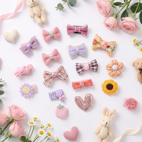 20 Pcs Baby Hair Clips Toddler Hair Accessories Handmade Barrettes For Toddler Girls Mini Cute Clip Non Slip Barrette For Fine Cute Tiny Bows Barrettes For Infants Toddlers, And Little Girls in Kuwait