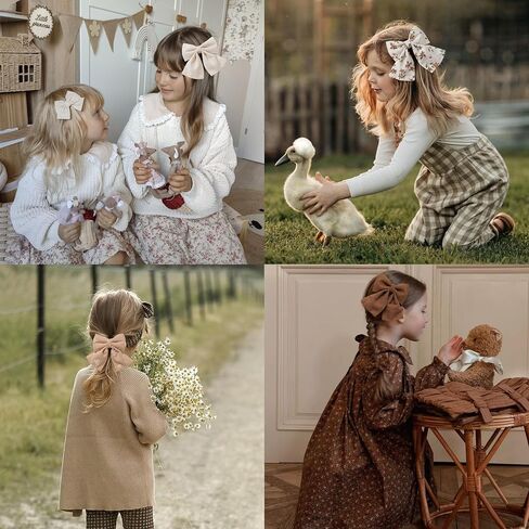 Hair Bows with Hair Clips for Girls Toddler Baby,Handmade 5" Flower Print Embroider Big Bows,FANCY CLOUDS Boutique Hair Accessorioes Gifts for School Kids in Kuwait