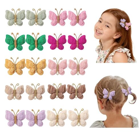 Colorful Crochet Butterfly Alligator Hair Clips Soft Hair Clips Infant Hair Baby Bows Clip for Toddler Teen Baby Girls (20) in Kuwait