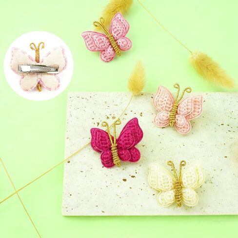 Colorful Crochet Butterfly Alligator Hair Clips Soft Hair Clips Infant Hair Baby Bows Clip for Toddler Teen Baby Girls (20) in Kuwait