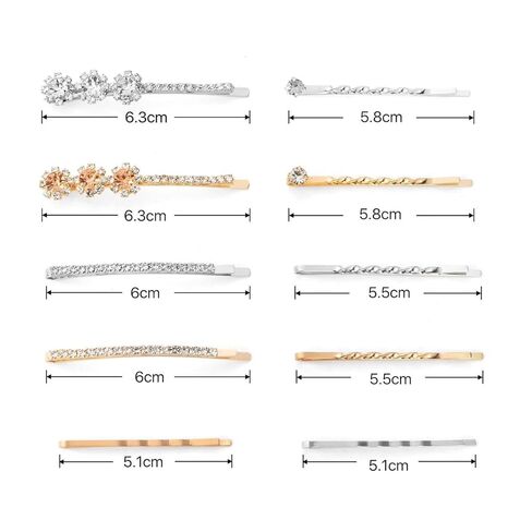 20 PCS Decorative Bobby Pins for Women's Hair, Rhinestone Bobby Pins with 5 Elegant Designs (Glod & Silver), Jeweled Hair Pins Decorative Hair Accessories for Women in Kuwait
