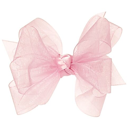 Wee Ones Girls' Organza Double Hair Bow on a WeeStay Clip with Satin Knot Center, Mini, Light Pink in Kuwait