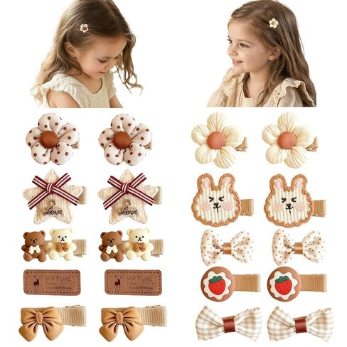 20Pcs Clip Bows for Baby Girls Non Slip Flower Bow Star Animal Fully Covered Barrettes Infant Toddler Baby Barrettes for Fine Hair in Kuwait