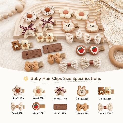 20Pcs Clip Bows for Baby Girls Non Slip Flower Bow Star Animal Fully Covered Barrettes Infant Toddler Baby Barrettes for Fine Hair in Kuwait
