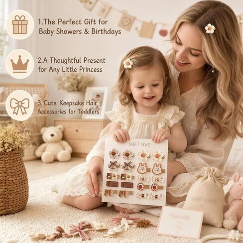 20Pcs Clip Bows for Baby Girls Non Slip Flower Bow Star Animal Fully Covered Barrettes Infant Toddler Baby Barrettes for Fine Hair in Kuwait